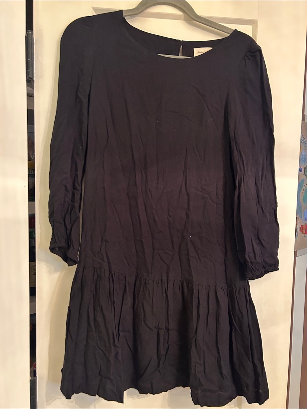 Anthropologie Black Long-Sleeve Mini Dress